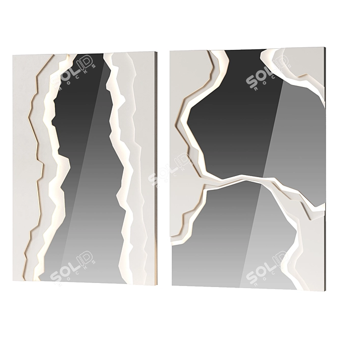 Decorative Plaster Wall & Mirror 3D model image 1