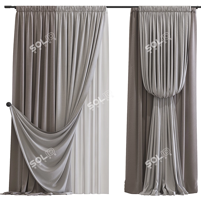 Custom 3D Curtain Design 3D model image 1