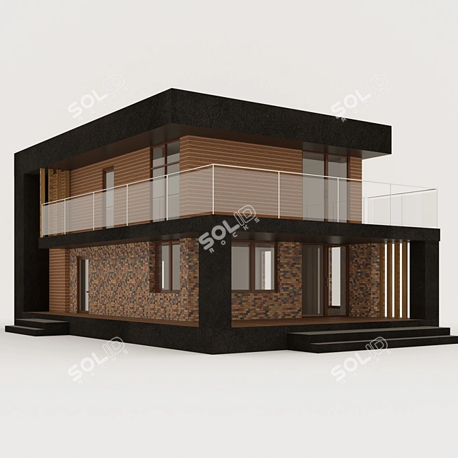 Modern Flat Roof House 109m² 3D model image 1