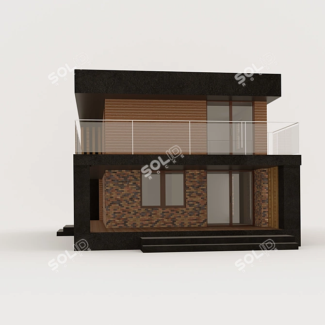 Modern Flat Roof House 109m² 3D model image 2