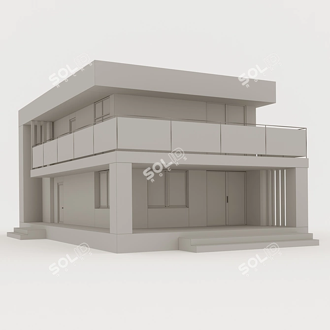 Modern Flat Roof House 109m² 3D model image 5