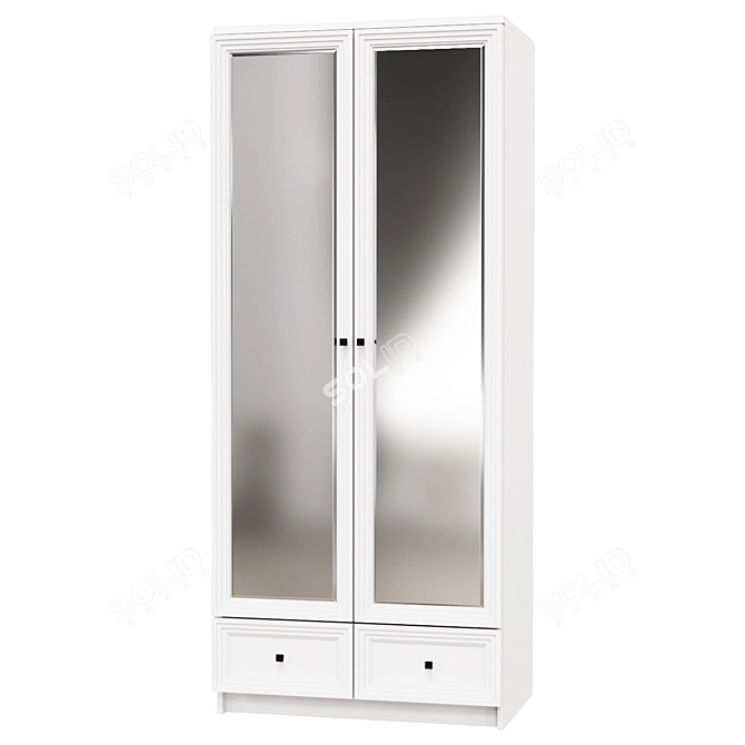 Mirrored Clothing & Linen Wardrobe 3D model image 1