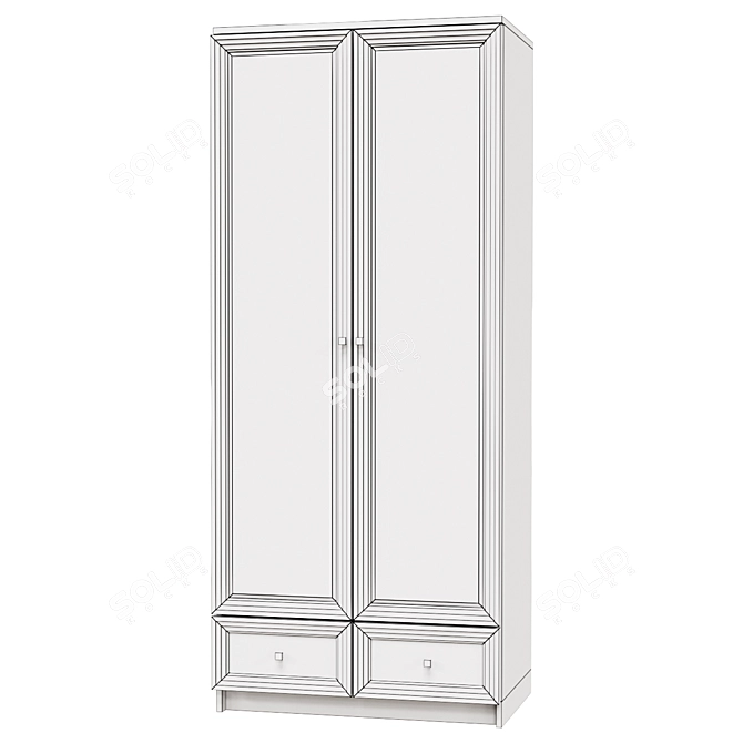 Mirrored Clothing & Linen Wardrobe 3D model image 2