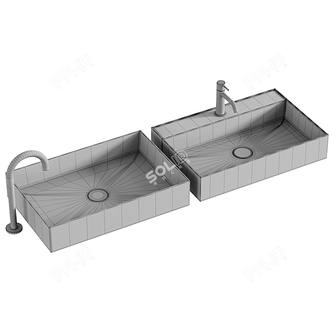 Modern Rectangular Washbasin Collection 3D model image 5