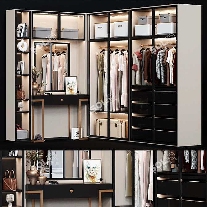 Modern Wardrobe with Turbosmooth Effect 3D model image 1