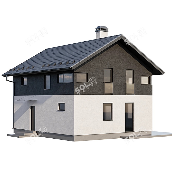 European Style Two-Story Country Cottage 3D model image 3