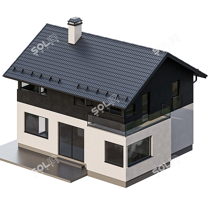 European Style Two-Story Country Cottage 3D model image 6