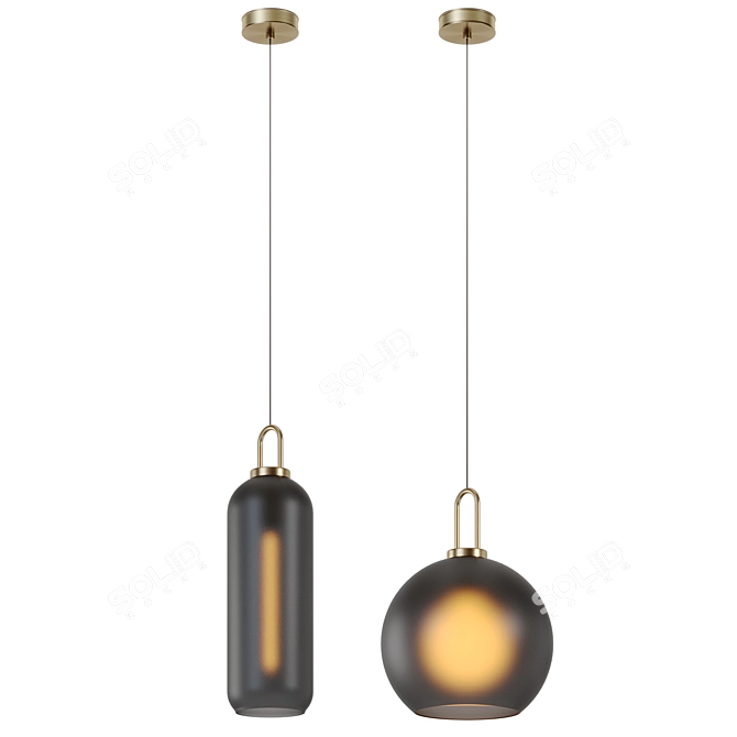 Frosted Glass Pendant Light 3D model image 2