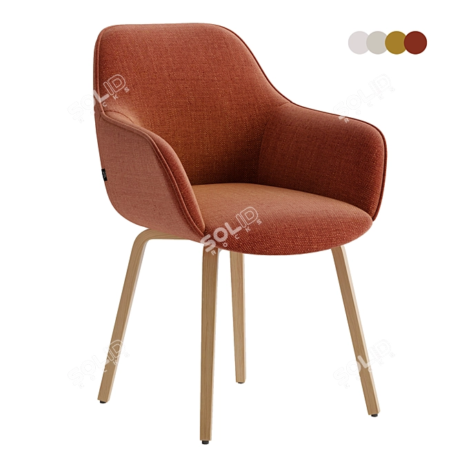 Shearling Dining Chair, Solid Woodlegs 3D model image 4