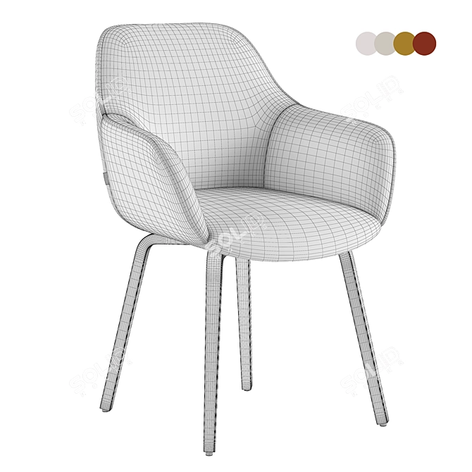 Shearling Dining Chair, Solid Woodlegs 3D model image 6