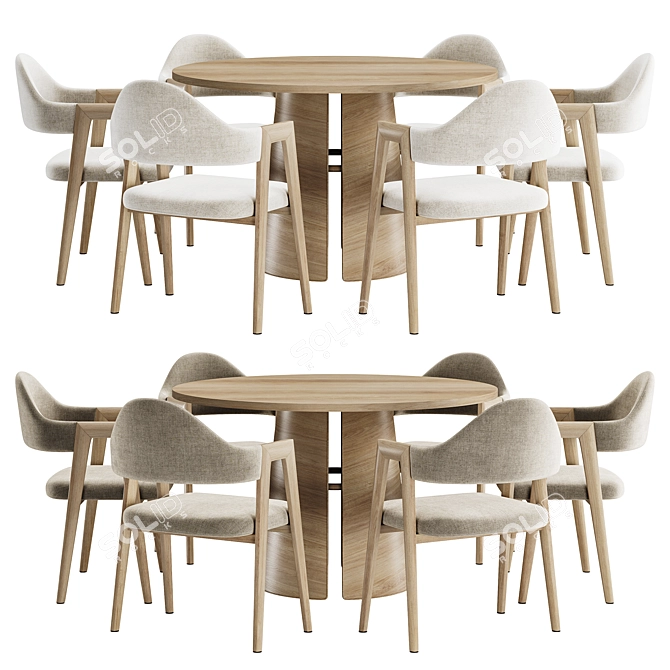 Luxury Dining Set 105 Collection 3D model image 2