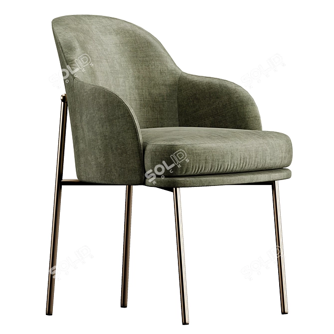 Metal Dining Arm Chair sleek design 3D model image 1