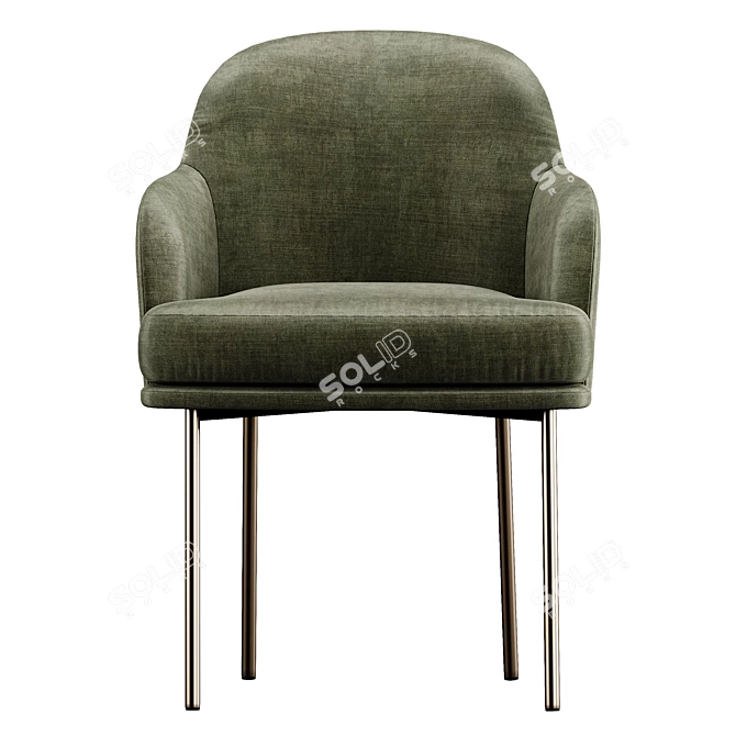 Metal Dining Arm Chair sleek design 3D model image 2