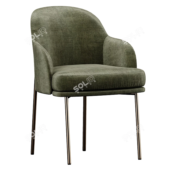 Metal Dining Arm Chair sleek design 3D model image 4