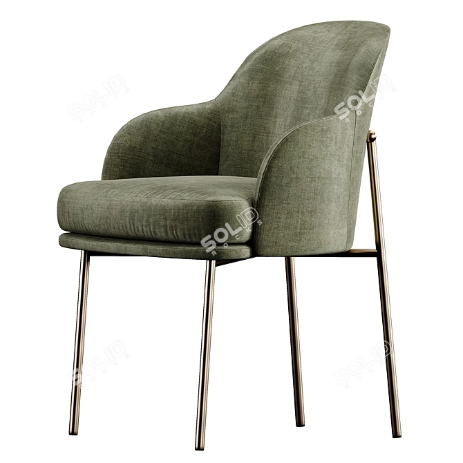 Metal Dining Arm Chair sleek design 3D model image 5