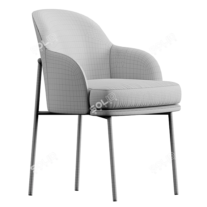 Metal Dining Arm Chair sleek design 3D model image 6