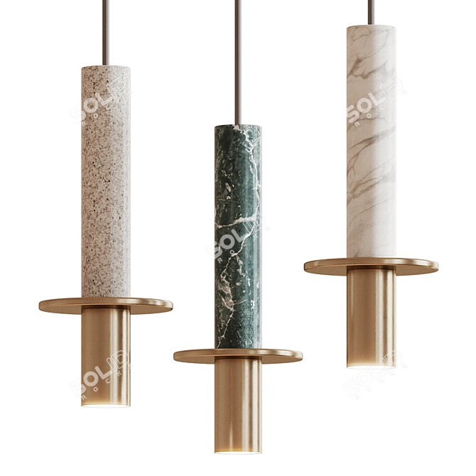  Sleek Agesta Metal Stone Lamp 3D model image 1