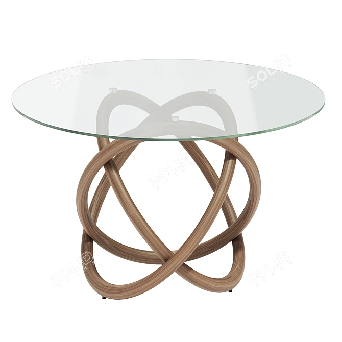 Elegant Round Glass-Top Dining Table 3D model image 1