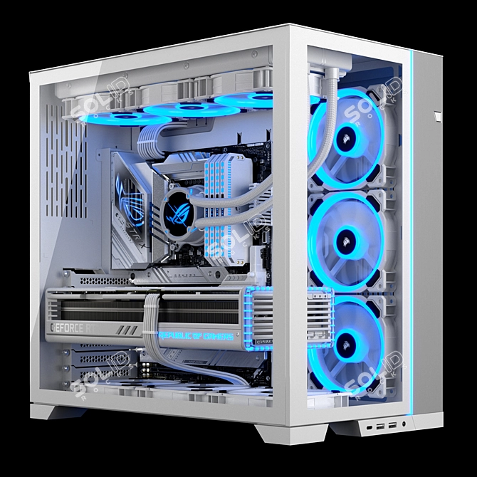 Motion-Blurred Gaming PC Kit 3D model image 2