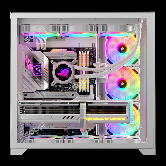 Motion-Blurred Gaming PC Kit 3D model image 4