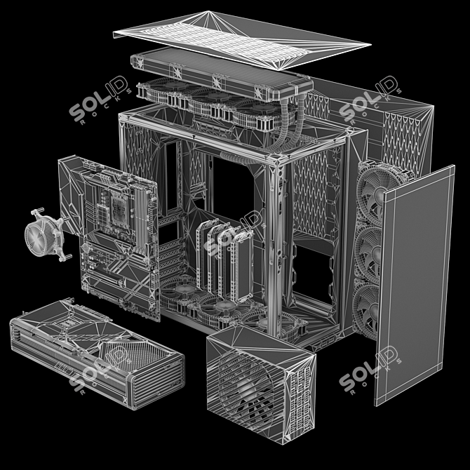 Motion-Blurred Gaming PC Kit 3D model image 7