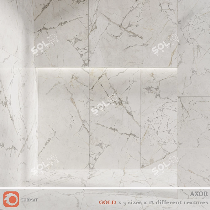 AXOR GOLD: Luxury MultiMap Textured Tiles 3D model image 1