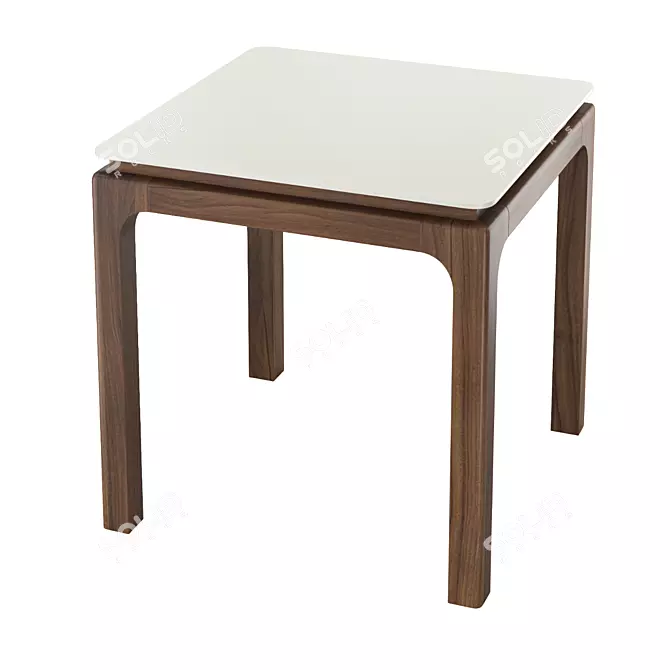 Modern Side Table with Walnut Base 3D model image 1