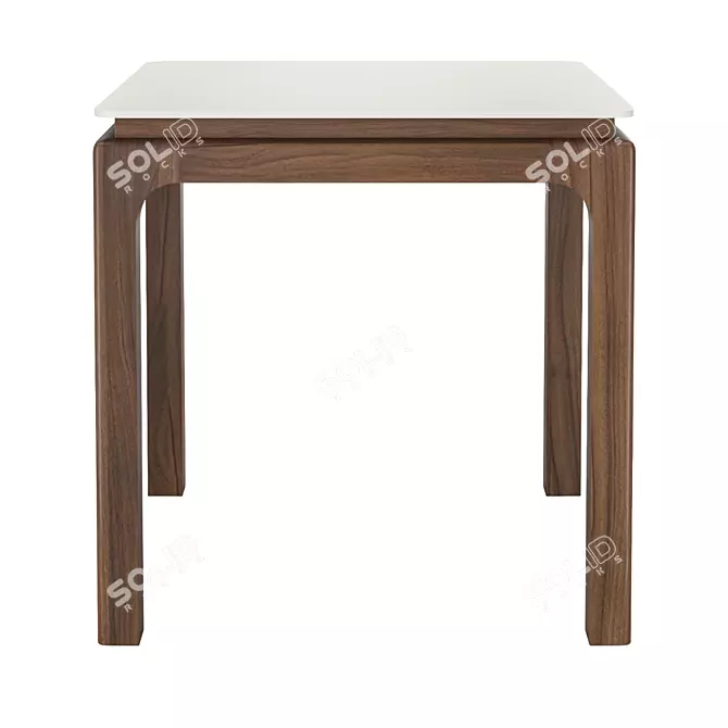 Modern Side Table with Walnut Base 3D model image 2