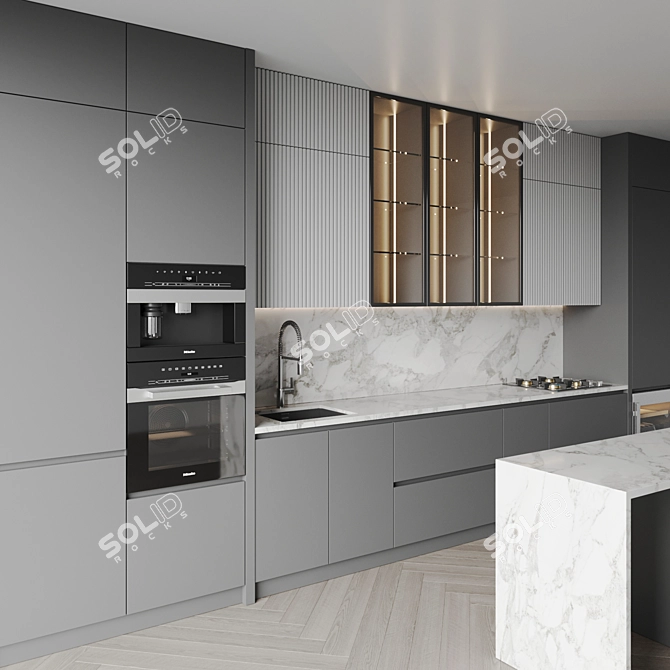 Modern Kitchen 3D Models Set 3D model image 2