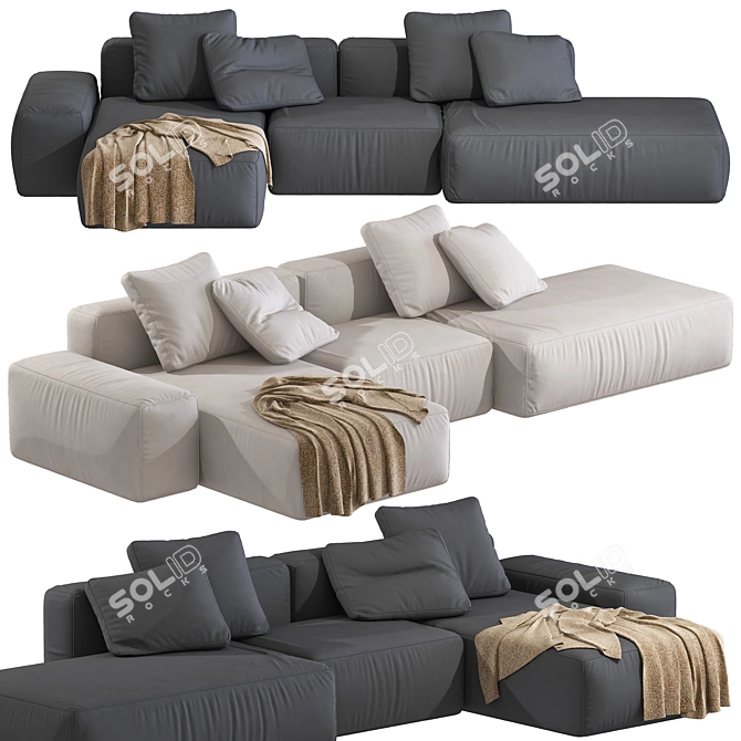 Modular Sectional Sofa BOTTLE NAVI 3D model image 2