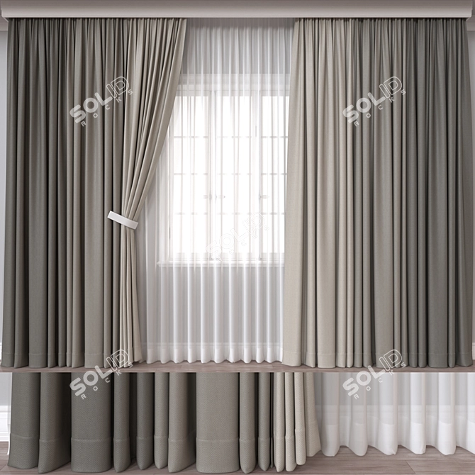 Vray Rendered Curtain 3D Model 3D model image 1