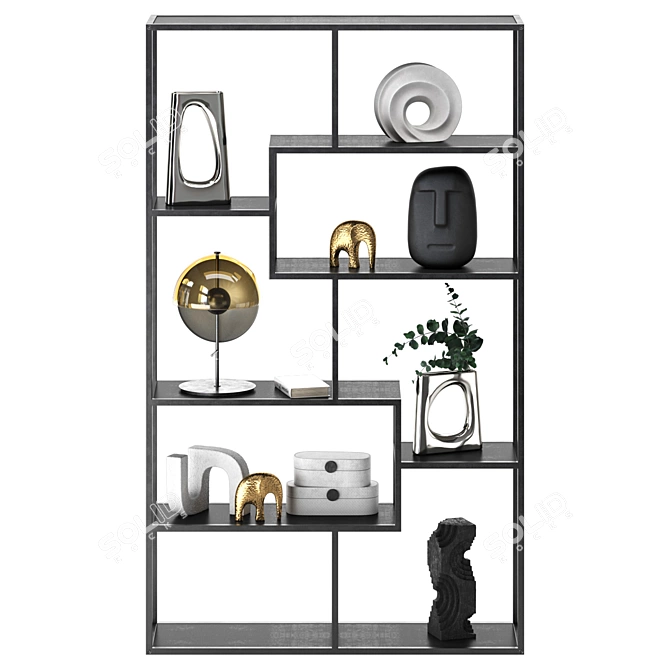 Cosmo Metal Shelving with Black Shelves 3D model image 2