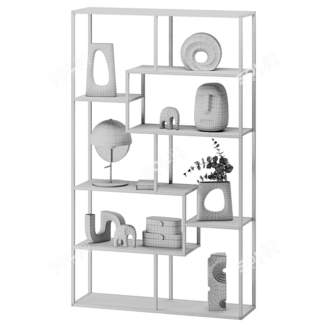 Cosmo Metal Shelving with Black Shelves 3D model image 5