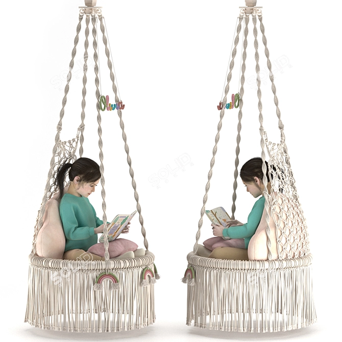 Modern Outdoor Swing Set Kit 3D model image 1