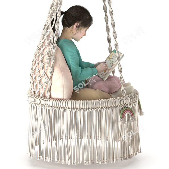 Modern Outdoor Swing Set Kit 3D model image 4