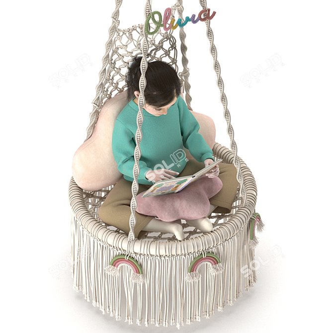 Modern Outdoor Swing Set Kit 3D model image 5