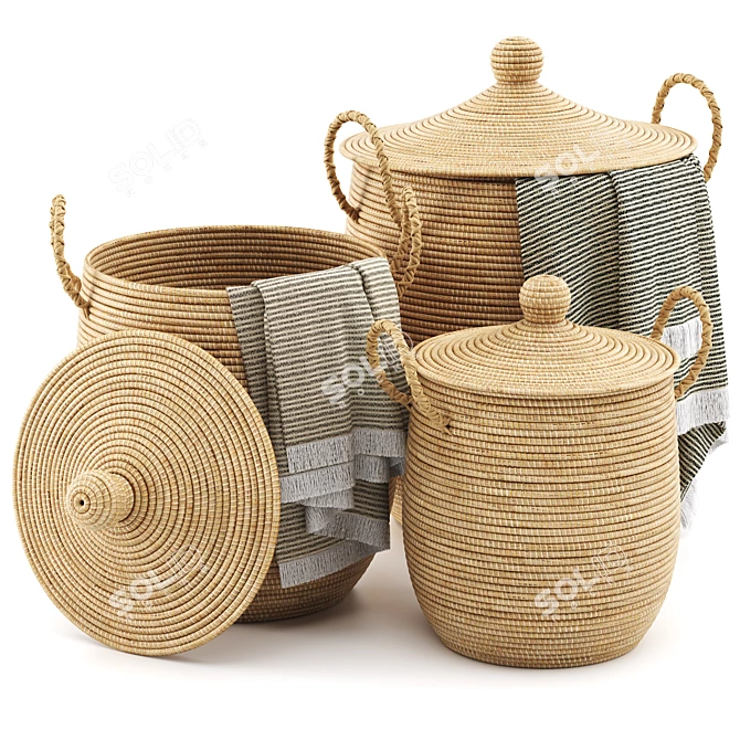 Handcrafted Market Style La Jolla Baskets 3D model image 1