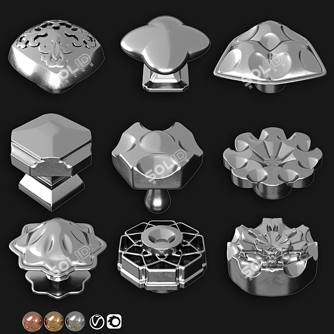 Versatile Door Knobs Set 0028 3D model image 8