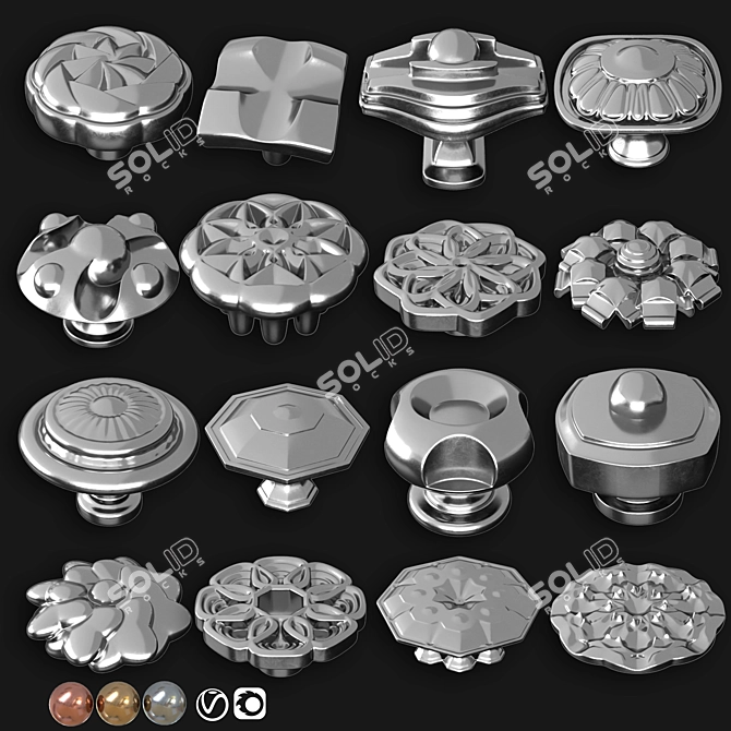 Elegant Door Knobs Set 3D model image 4