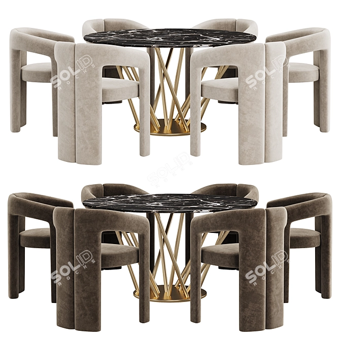 Sleek Dining Set with Style 3D model image 1