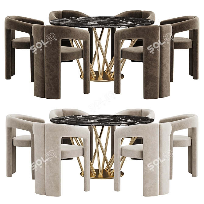 Sleek Dining Set with Style 3D model image 2