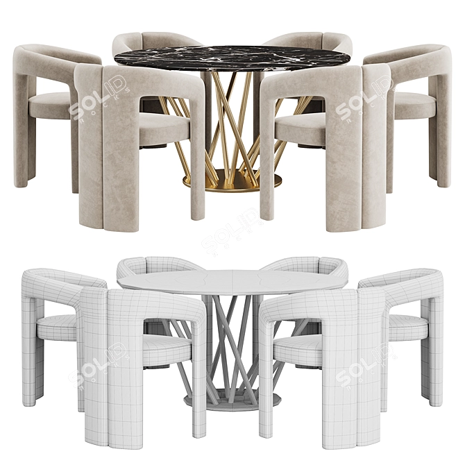 Sleek Dining Set with Style 3D model image 3