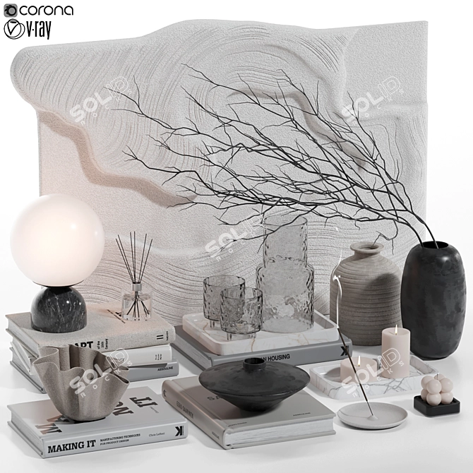 Modern Decorative Set with Statue 3D model image 1