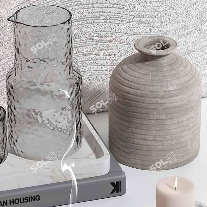 Modern Decorative Set with Statue 3D model image 5