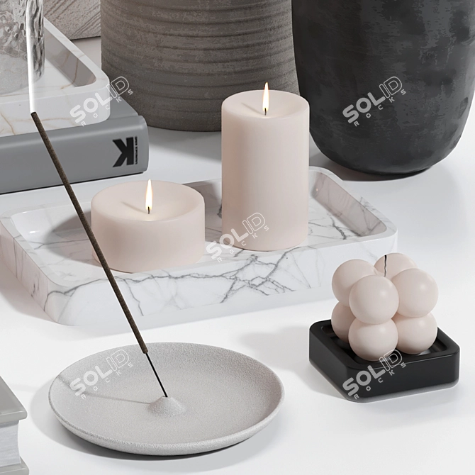Modern Decorative Set with Statue 3D model image 6