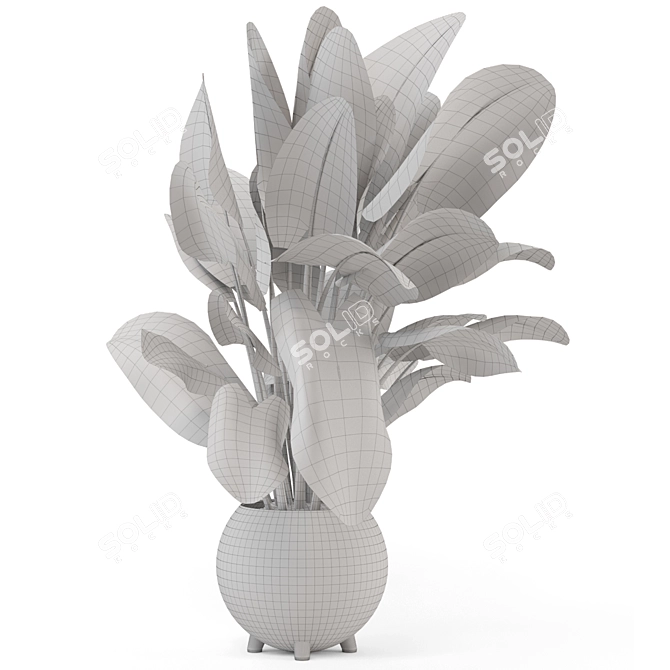 Handmade Stone Pot Indoor Plants 3D model image 6