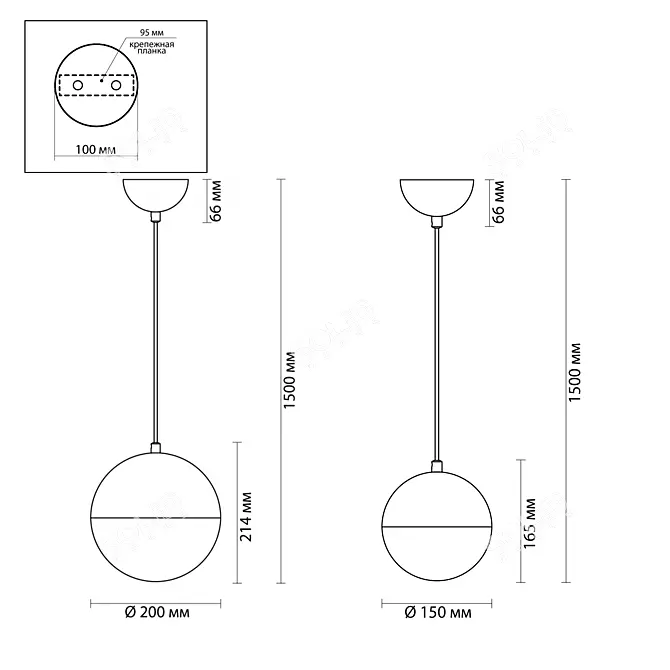 Odeon Light "Pinga" Pendant Light 3D model image 6