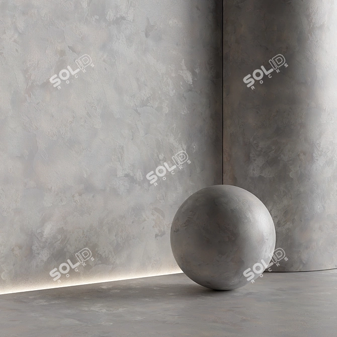 Seamless Grey Decorative Plaster 3D model image 2