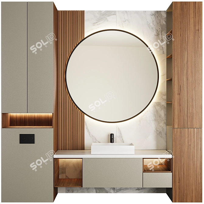 Modern Bathroom Furniture Set 3D model image 1