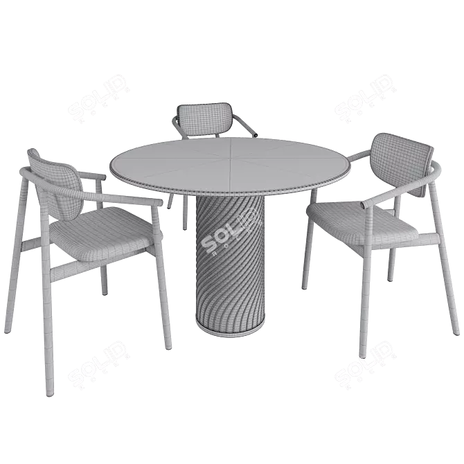 Elegant Monceau Table & Klara Armchair 3D model image 4